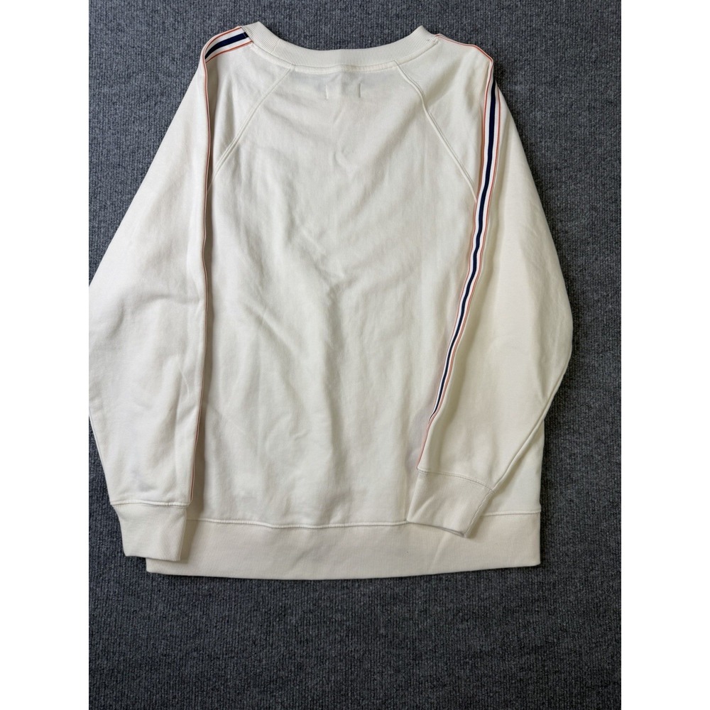 Lou & Grey Ivory Sweatshirt Medium Striped Sleeve Raglan Pullover Athleisure - Picture 2 of 9